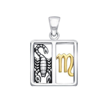 Scorpio Zodiac Symbol Silver and 14K Gold Accent Pendant MPD921 - Jewelry